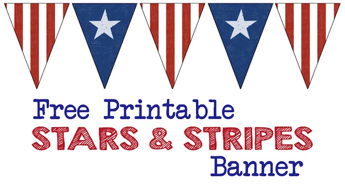 Stars and Stripes Banner Free Printable. Decorate with this American flag inspired banner for Memorial Day, Fourth of July, Veterans Day or any patriotic holiday. Independence day, 4th of July, July 4th