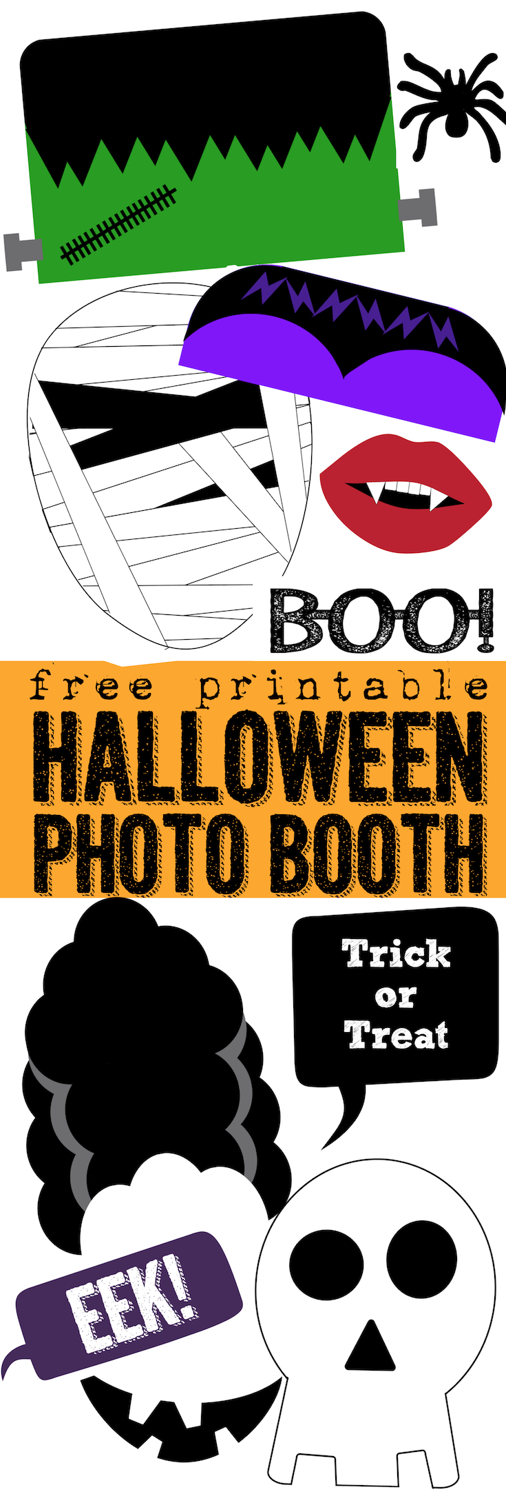 Free Printable Halloween Photo Booth - Paper Trail Design
