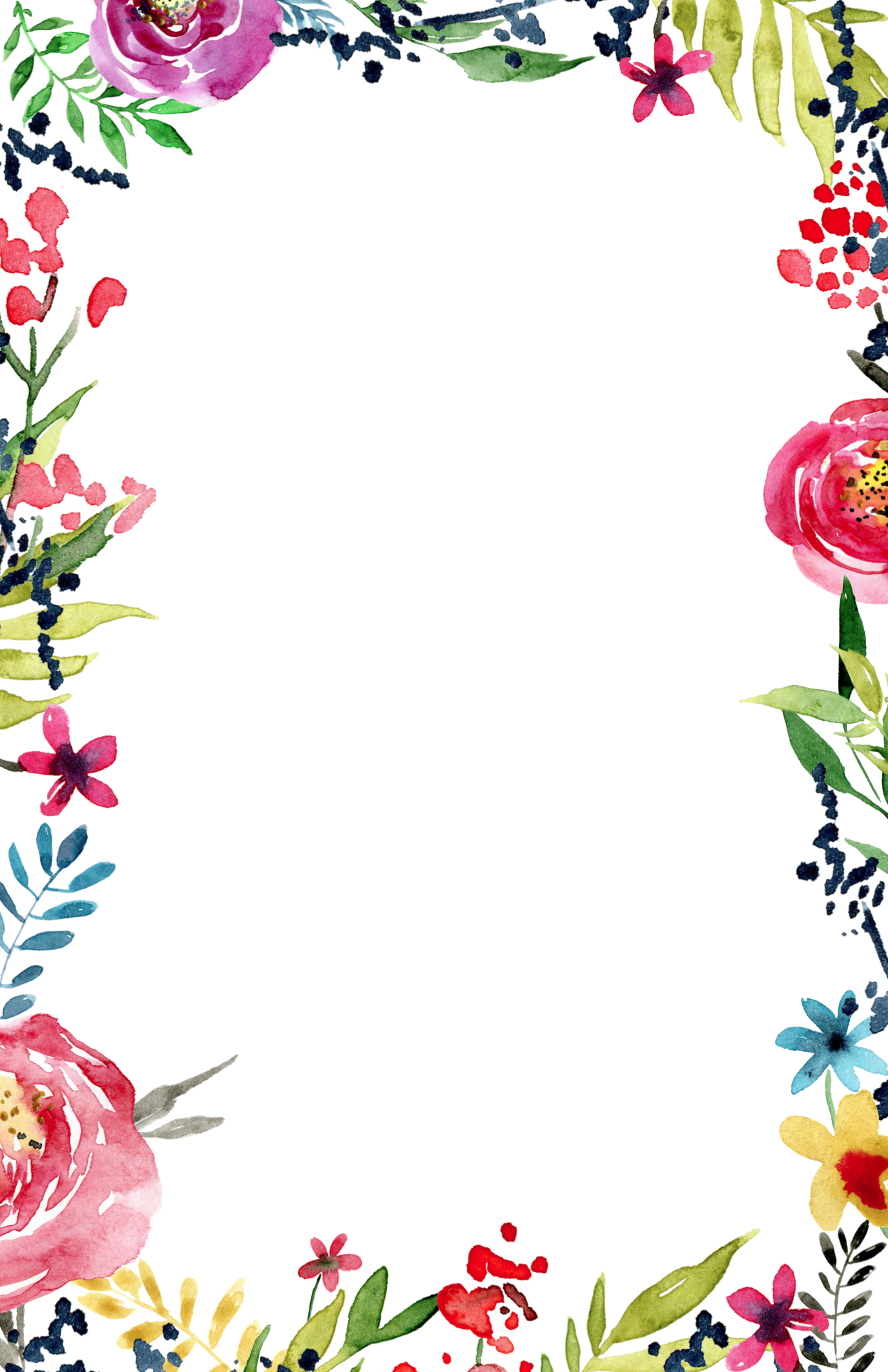 Floral Borders Invitations {Free Printable Invitation Templates