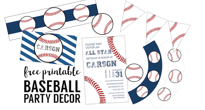 Free Baseball Printables Baseball Party Decorations Paper Trail Design