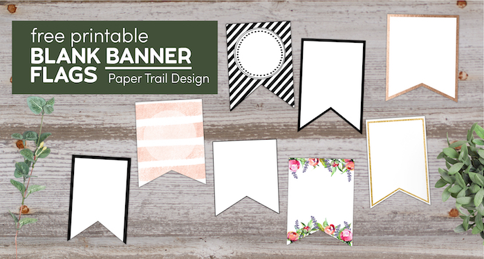 Various free printbale blank banner pennants with text overlay- free printable blank banner flags
