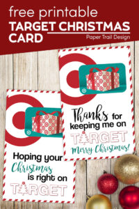 Target Christmas cards for teachers with text overlay- free printable target Christmas card