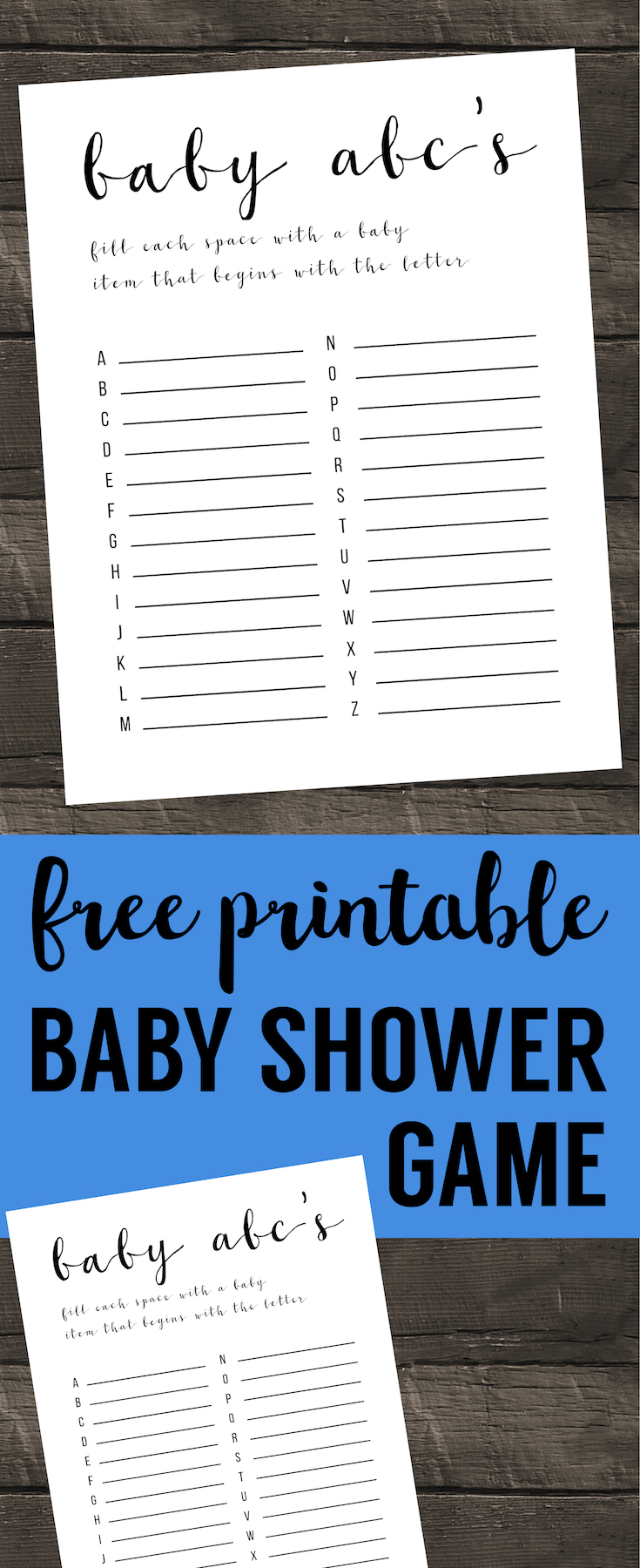 Baby Shower Games Ideas {ABC game free printable} - Paper Trail Design
