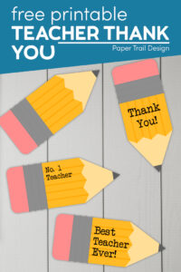 Printable pencil thank you card for teachers with text overlay- free printable teacher thank you