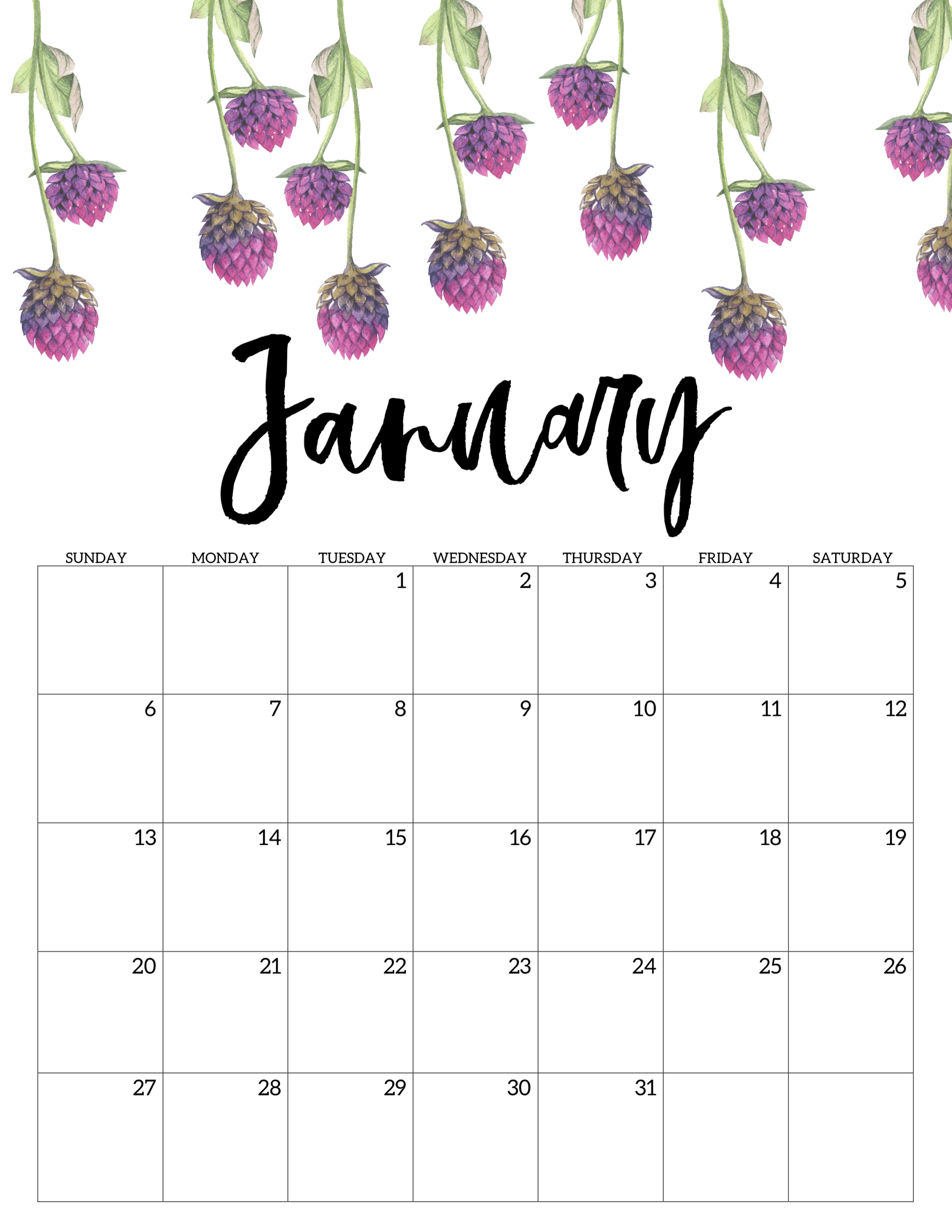 Free Printable Calendar 2019 Floral Paper Trail Design Free Printable Calendar 2019 Floral Paper Trail Design