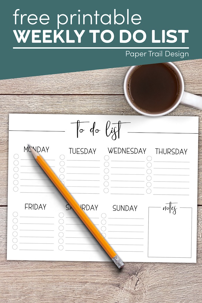 Weekly Free Printable To Do List - Paper Trail Design