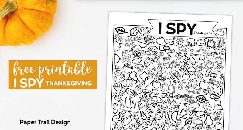 I spy game with line icons to find and a pumpkin with text overlay-free printable I Spy Thanksgiving