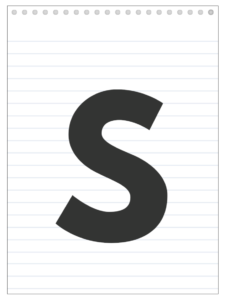 Letter S back to school banner letter designed to look like a notepad. 
