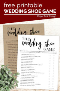 wedding shoe game printable with text overlay- free printable wedding shoe game