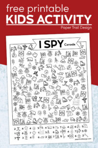 Canada I spy seek and find page printable with text overlay- free printable kids activity