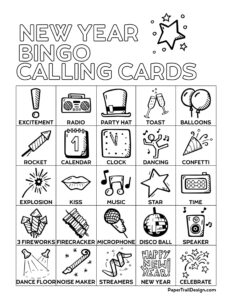 New Year's Bingo Calling Cards Printable Page
