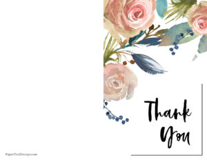 Foldable printable thank you card floral design