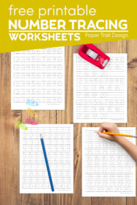 Tracing practice number worksheets for kindergarten 1-20