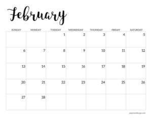 February 2022 calendar printable template