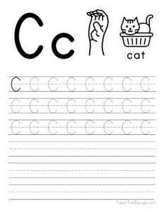 Capital letter C tracing worksheet