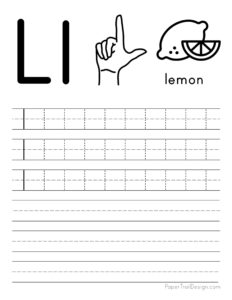 Lowercase letter L tracing worksheet