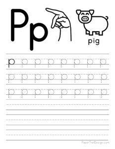 Lowercase letter P tracing worksheet