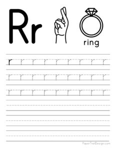 Lowercase letter R tracing worksheet