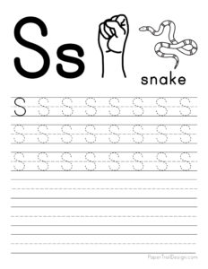 Capital letter S tracing worksheet