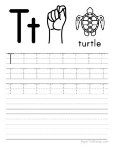 Capital letter T tracing worksheet