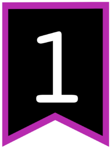 Number 1 chalkboard back to school banner flag with purple border