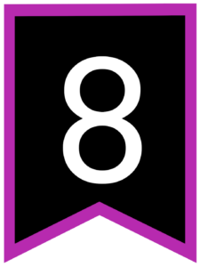 Number 8 chalkboard back to school banner flag with purple border