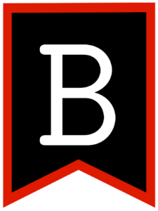 Letter B chalkboard back to school banner flag with red border