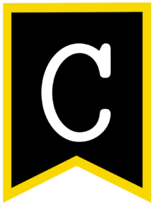 Letter C chalkboard back to school banner flag with yellow border