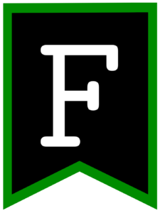 Letter F chalkboard back to school banner flag with green border