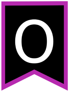 Letter O chalkboard back to school banner flag with purple border
