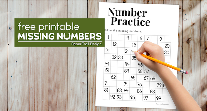 NUmber counting practice missing numbers worksheet with text overlay -free printable missing numbers