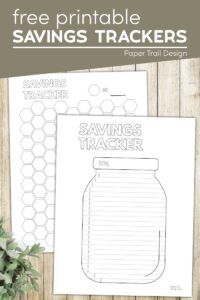 bullet journal savings chart with text overlay- free printable savings tracker