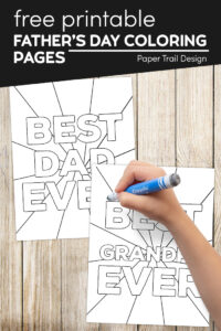 Best Dad Ever Father's Day coloring page and best Grandpa ever coloring page with text overlay- free printable Father's Day coloring page