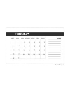 February 2022 classic calendar printable in 4.5 x 7 inches