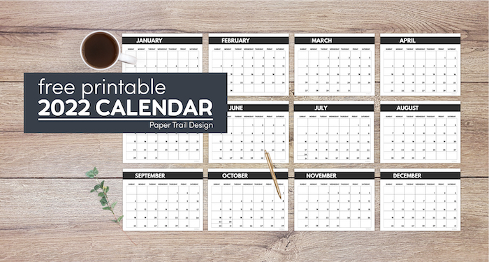 2022 free monthly calendar templates from January to December with text overlay- free printable 2022 calendar