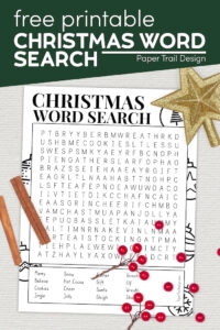 Christmas word search game with text overlay- free printable Christmas word search