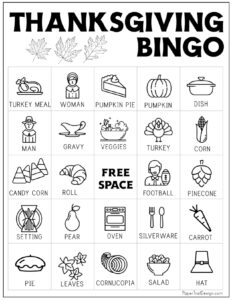 free printable Thanksgiving bingo card -25