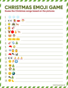Emoji Christmas game guess that song in emojis printable page