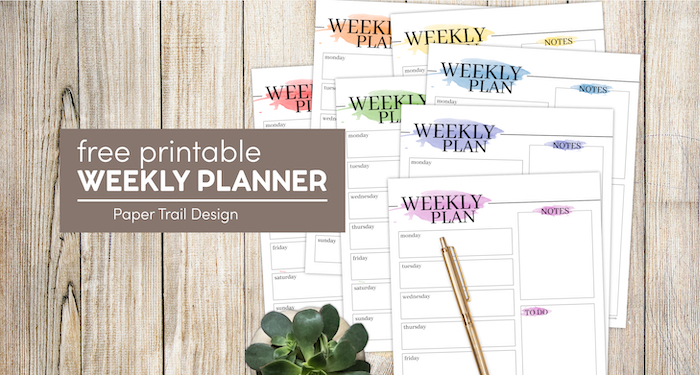 Watercolor printable weekly planner template with text overlay- free printable weekly planner