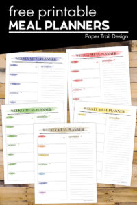 weekly meal planner options with text overlay- free printable meal planners