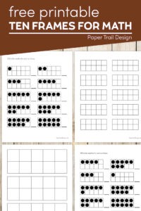 Blank ten frames and ten frames worksheets with text overlay- free printable ten frames for math