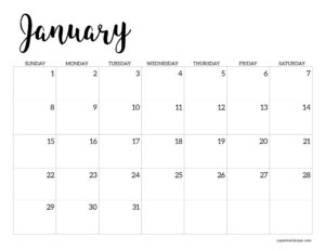 2023 Calendar Printable Free Template - Paper Trail Design