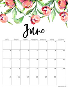 June 2023 calendar page to print for free
