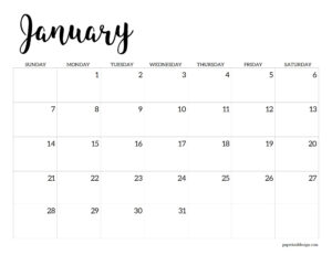 2024 Calendar Printable Free Template - Paper Trail Design