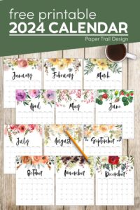 2024 floral design monthly calendar pages with text overlay- free printable 2024 calendar