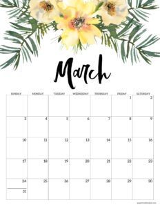 March 2024 calendar with floral design