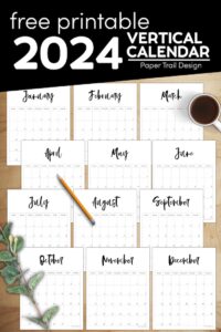 Printable calendar 2024 monthly pages with text overlay- free printable 2024 vertical calendar