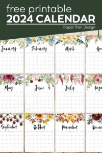 2024 calendar pages from January to December with text overlay- free printable 2024 calendar