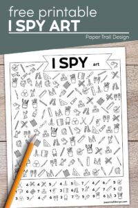 Art activity to print for free with text overlay- free printable I spy art