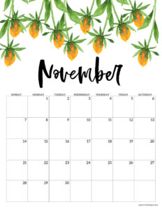 November 2027 calendar templates in vertical floral format